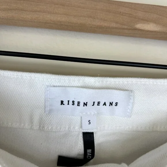 NWT Risen White High Rise Distressed Mid Thigh Jean Shorts - Picture 4 of 7